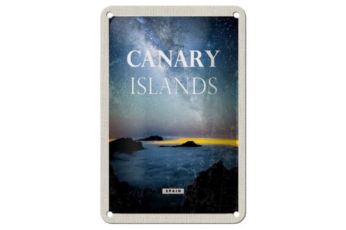 Blechschild Reise 12x18cm Canary Islands Spain Nacht Sterne Dekoration