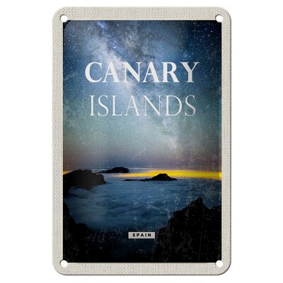 Blechschild Reise 12x18cm Canary Islands Spain Nacht Sterne Dekoration