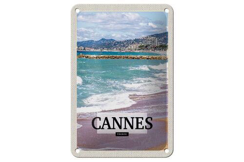 Blechschild Reise 12x18cm Cannes France Meer Strand Geschenk Schild