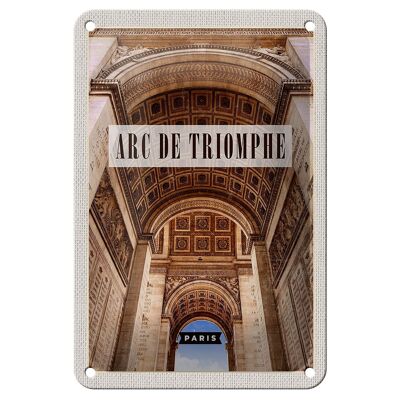Panneau en étain de voyage 12x18cm, décoration Arc de Triomphe Paris par le bas
