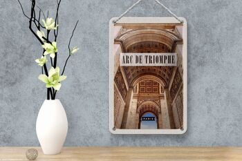 Panneau en étain de voyage 12x18cm, décoration Arc de Triomphe Paris par le bas 4