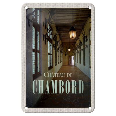 Cartel de chapa de viaje, 12x18cm, castillo, castillo de Chambord, cartel de regalo