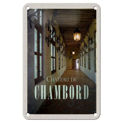 Blechschild Reise 12x18cm Chateau de chambord Schloss Geschenk Schild