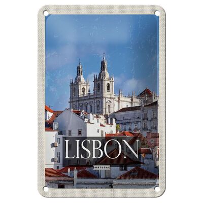 Targa in metallo da viaggio 12x18 cm Lisbona Portogallo Architettura destinazione di viaggio