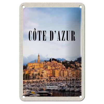 Cartel de chapa de viaje, decoración de imagen panorámica de la Costa Azul, Francia, 12x18cm