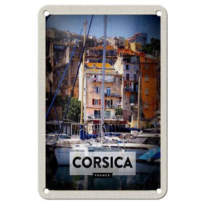 Targa in metallo da viaggio 12x18 cm Corsica Francia Destinazione di vacanza Targa regalo