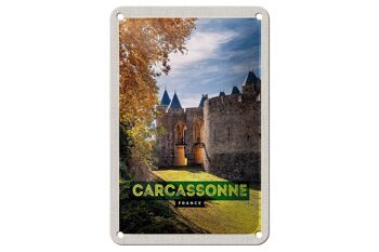 Panneau de voyage en étain, 12x18cm, carcassonne, France, Destination de voyage, signe de vacances 1