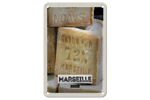Blechschild Reise 12x18cm Marseille France Savon pur 72% Dekoration