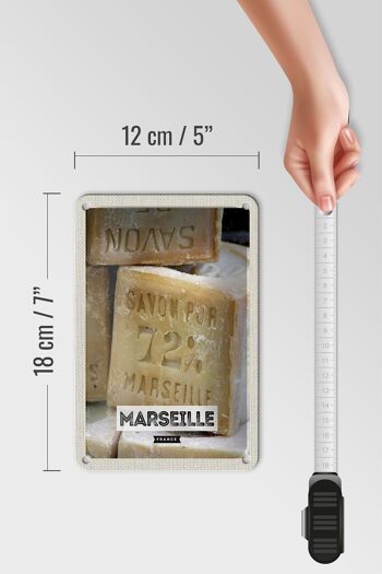 Plaque tôle voyage 12x18cm Marseille France Savon pur 72% décoration 5