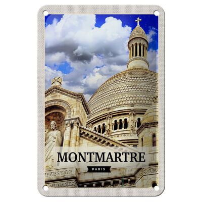 Cartel de chapa de viaje, 12x18cm, Montmartre, París, arquitectura, cartel de regalo