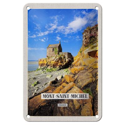 Blechschild Reise 12x18cm Moint-Saint-Michel Reiseziel Tourismus Schild