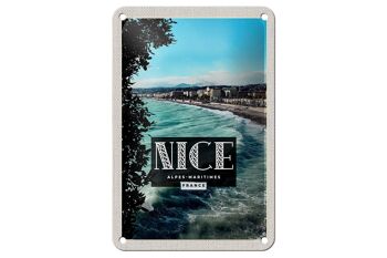 Panneau de voyage en étain, 12x18cm, Nice, Alpes-Maritimes, France, Destination de vacances 1