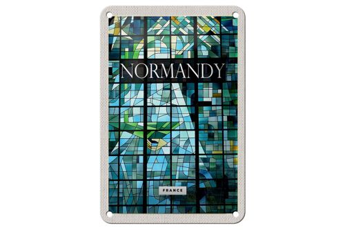 Blechschild Reise 12x18cm Normandy Frnace Mosaik Kunst Schild