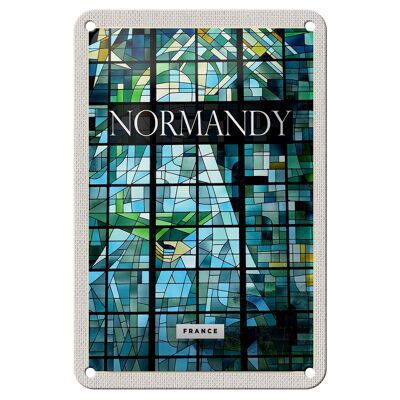 Cartel de chapa de viaje, 12x18cm, cartel artístico de mosaico de Francia de Normandía