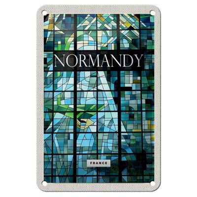 Blechschild Reise 12x18cm Normandy Frnace Mosaik Kunst Schild