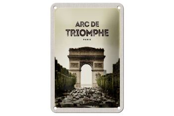 Panneau de voyage en étain 12x18cm, Arc de Triomphe Paris, décoration d'image rétro 1