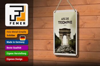 Panneau de voyage en étain 12x18cm, Arc de Triomphe Paris, décoration d'image rétro 3