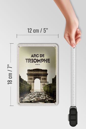 Panneau de voyage en étain 12x18cm, Arc de Triomphe Paris, décoration d'image rétro 5
