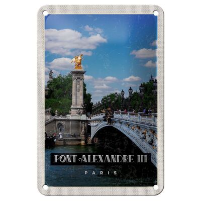 Cartel de chapa de viaje, 12x18cm, Pont Alejandro III, cartel de turismo de París