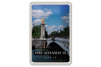 Panneau de voyage en étain, 12x18cm, Pont Alexandre III, panneau touristique de Paris 1