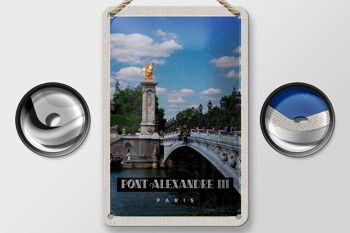 Panneau de voyage en étain, 12x18cm, Pont Alexandre III, panneau touristique de Paris 2