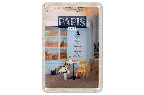 Blechschild Reise 12x18cm Paris Cafe Crepes Eclairs Macarons Schild