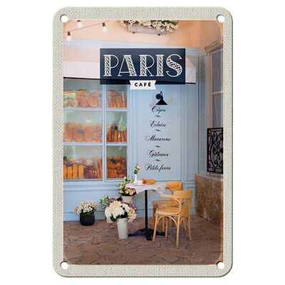 Blechschild Reise 12x18cm Paris Cafe Crepes Eclairs Macarons Schild