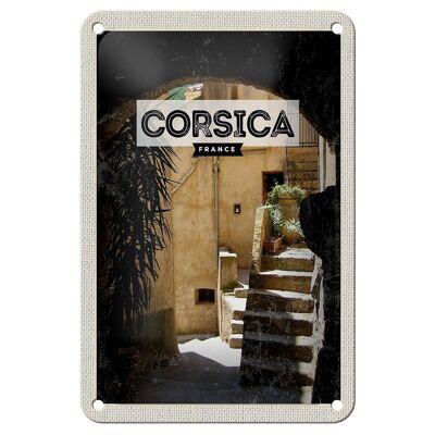Targa in metallo da viaggio 12x18 cm Corsica Francia Architettura Destinazione di vacanza