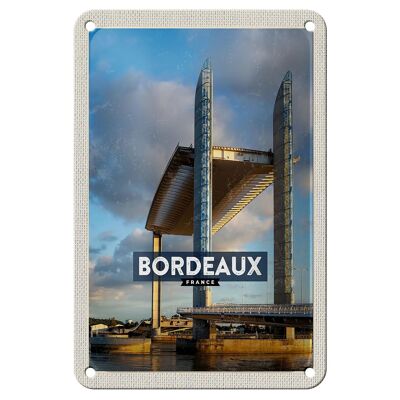 Panneau de voyage en étain, 12x18cm, Bordeaux, France, pont levant, panneau touristique