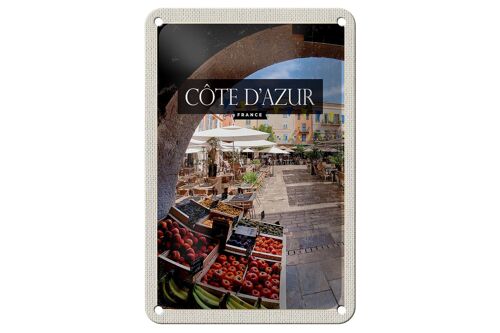 Blechschild Reise 12x18cm Cote d'azur France Obstmarkt Cafe Dekoration