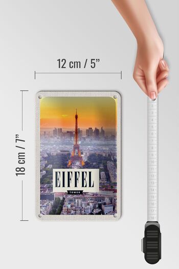 Panneau de voyage en étain, 12x18cm, tour Eiffel, panneau de ville au coucher du soleil 5