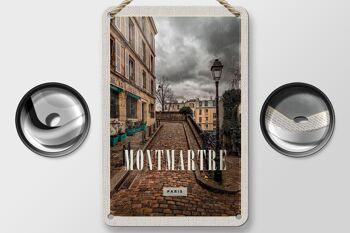 Panneau de voyage en étain 12x18cm, décoration de Destination de voyage de la vieille ville de Montmartre 2