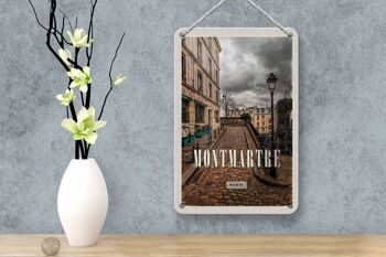 Panneau de voyage en étain 12x18cm, décoration de Destination de voyage de la vieille ville de Montmartre 4