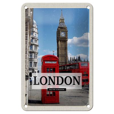 Blechschild Reise 12x18cm London Telephone Retro Geschenk Dekoration