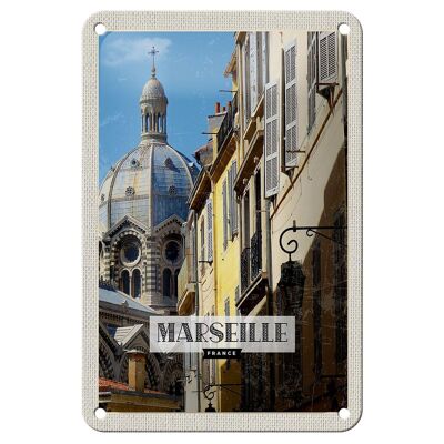 Blechschild Reise 12x18cm Marseille France Retro Altstadt Dekoration