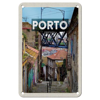 Blechschild Reise 12x18cm Porto Portugal Altstadt Bild Dekoration