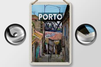 Panneau de voyage en étain 12x18cm, décoration photo de la vieille ville de Porto Portugal 2