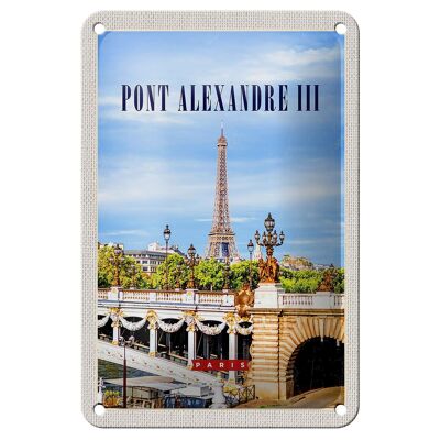Cartel de chapa de viaje 12x18cm Pont Alexandre III decoración turística