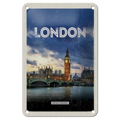 Cartel de chapa de viaje, decoración de Londres, Reino Unido, 12x18cm
