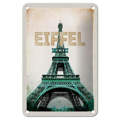 Targa in metallo da viaggio 12x18 cm Decorazione turistica retrò della Torre Eiffel