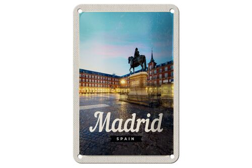 Blechschild Reise 12x18cm Madrid Spain Stadt Sonnenuntergang Schild
