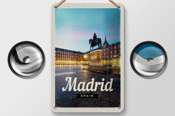 Panneau de voyage en étain, 12x18cm, panneau de coucher de soleil de la ville de madrid espagne 2