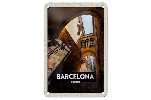 Blechschild Reise 12x18cm Barcelona Spain Retro Architektur Schild