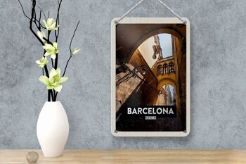 Panneau de voyage en étain 12x18cm, signe d'architecture rétro de barcelone espagne 4