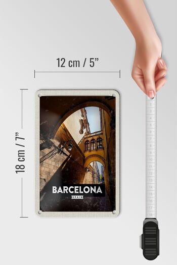 Panneau de voyage en étain 12x18cm, signe d'architecture rétro de barcelone espagne 5
