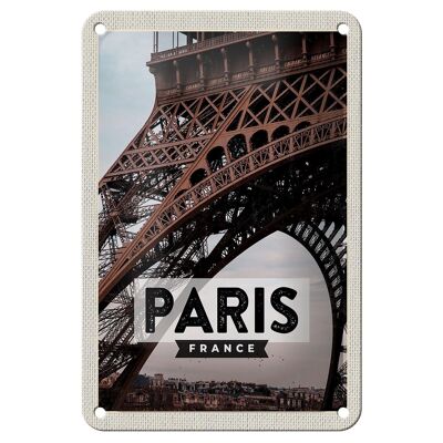 Panneau de voyage en étain, 12x18cm, Paris, France, Destination de voyage, tour Eiffel