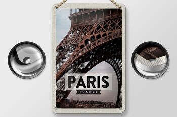 Panneau de voyage en étain, 12x18cm, Paris, France, Destination de voyage, tour Eiffel 2
