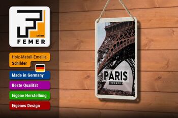 Panneau de voyage en étain, 12x18cm, Paris, France, Destination de voyage, tour Eiffel 3