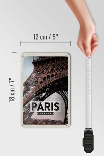 Panneau de voyage en étain, 12x18cm, Paris, France, Destination de voyage, tour Eiffel 5