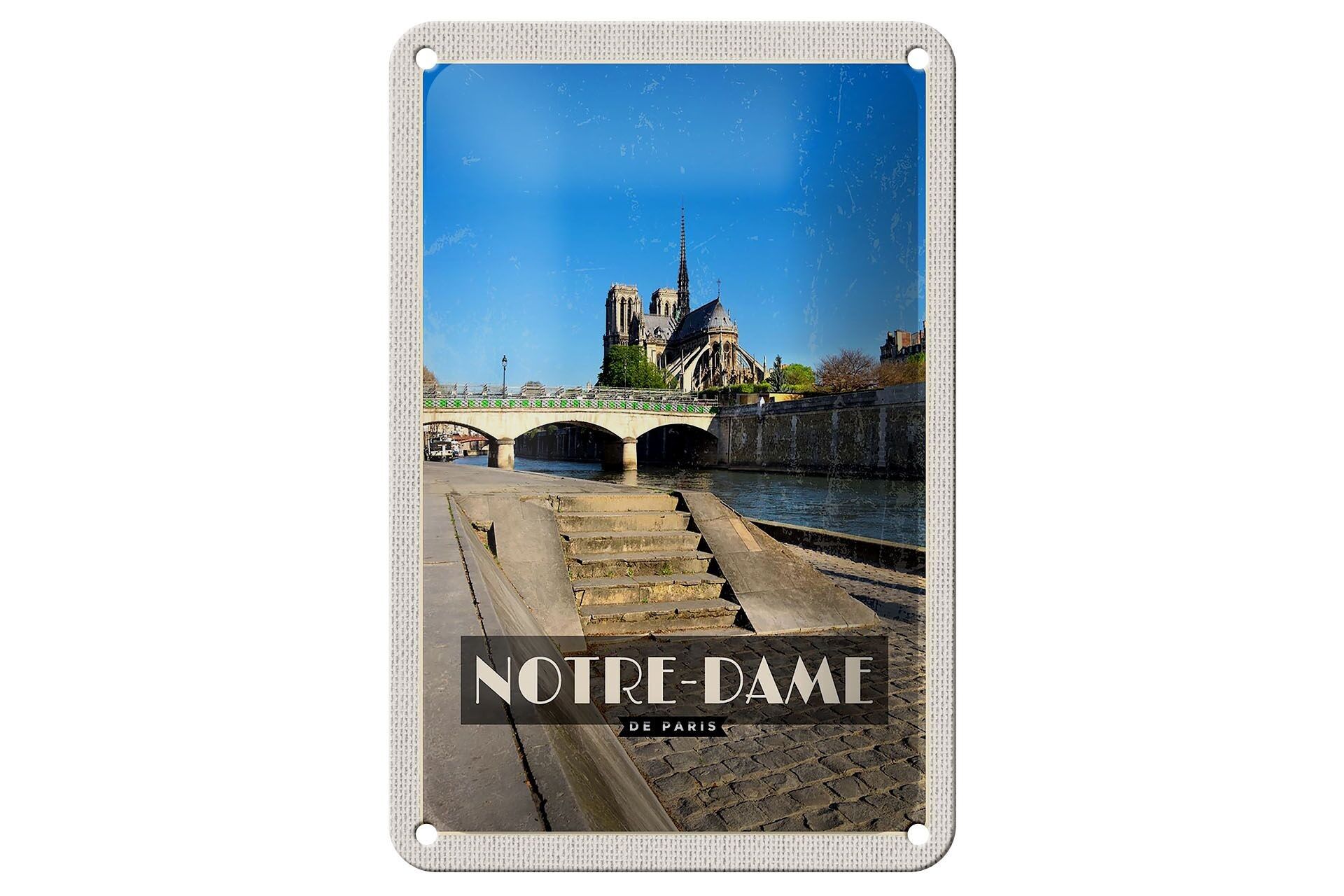 Metal sign travel 12x18cm Notre - Dame Paris tourism decoration